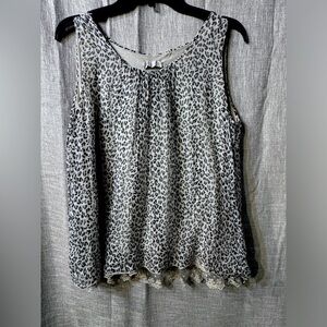 100% Silk✨Dolce Ragazza Beige & Black Leopard Print size Large Tank Top Blouse